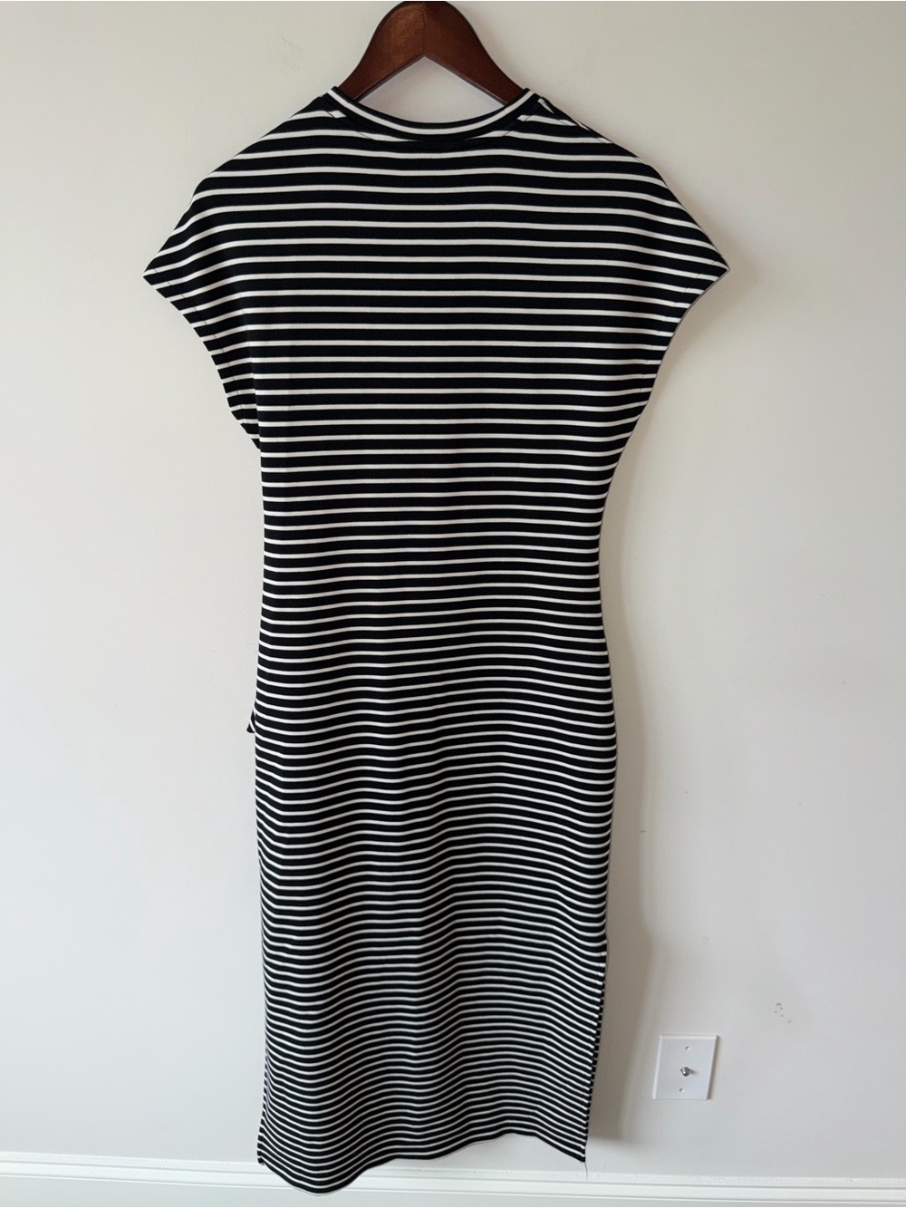 Spanx Modal Striped Tie-Waist Midi Dress - Black & White - Picture 5 of 8